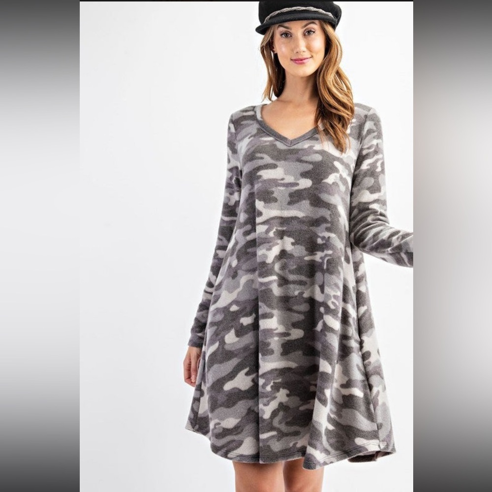 Rae Mode Brushed Camo Swing Dress, Small